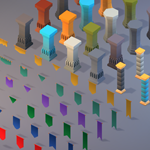 Medieval banners and stone pillars for castle architecturePreview