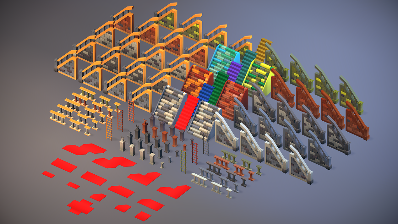 Medieval staircases with carpet designs for castle interiors