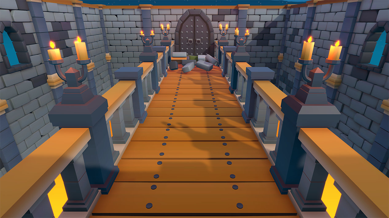 Stone bridge section for medieval castle environment