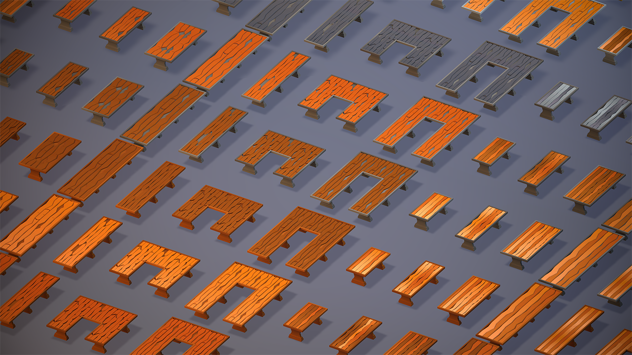 Detailed medieval table models for castle interiors