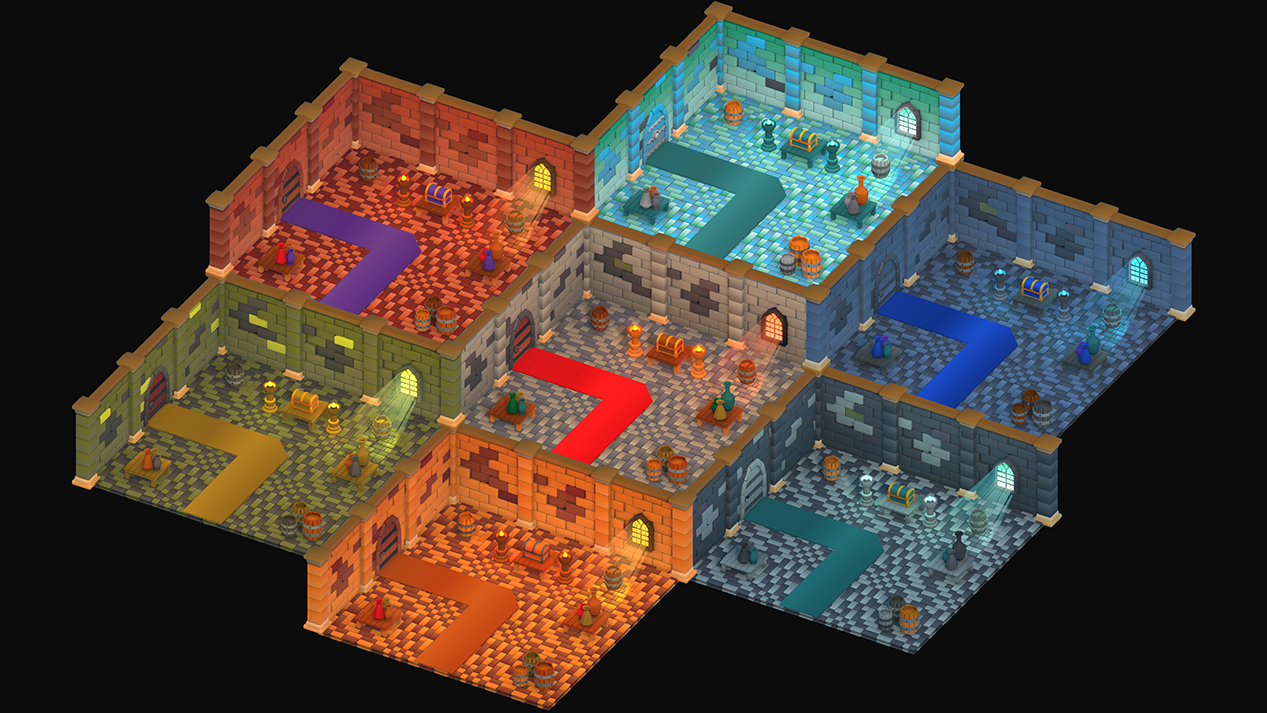 Room color variations for customizable medieval castle environments